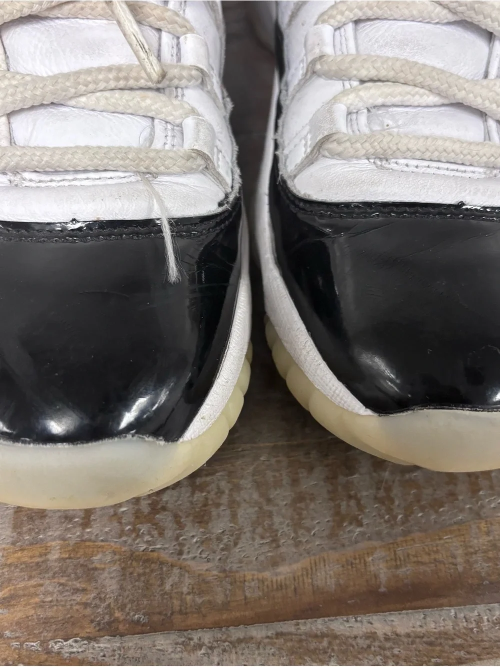 Jordan 11 Retro Gratitude Leather Patent Sneaker in Black/White